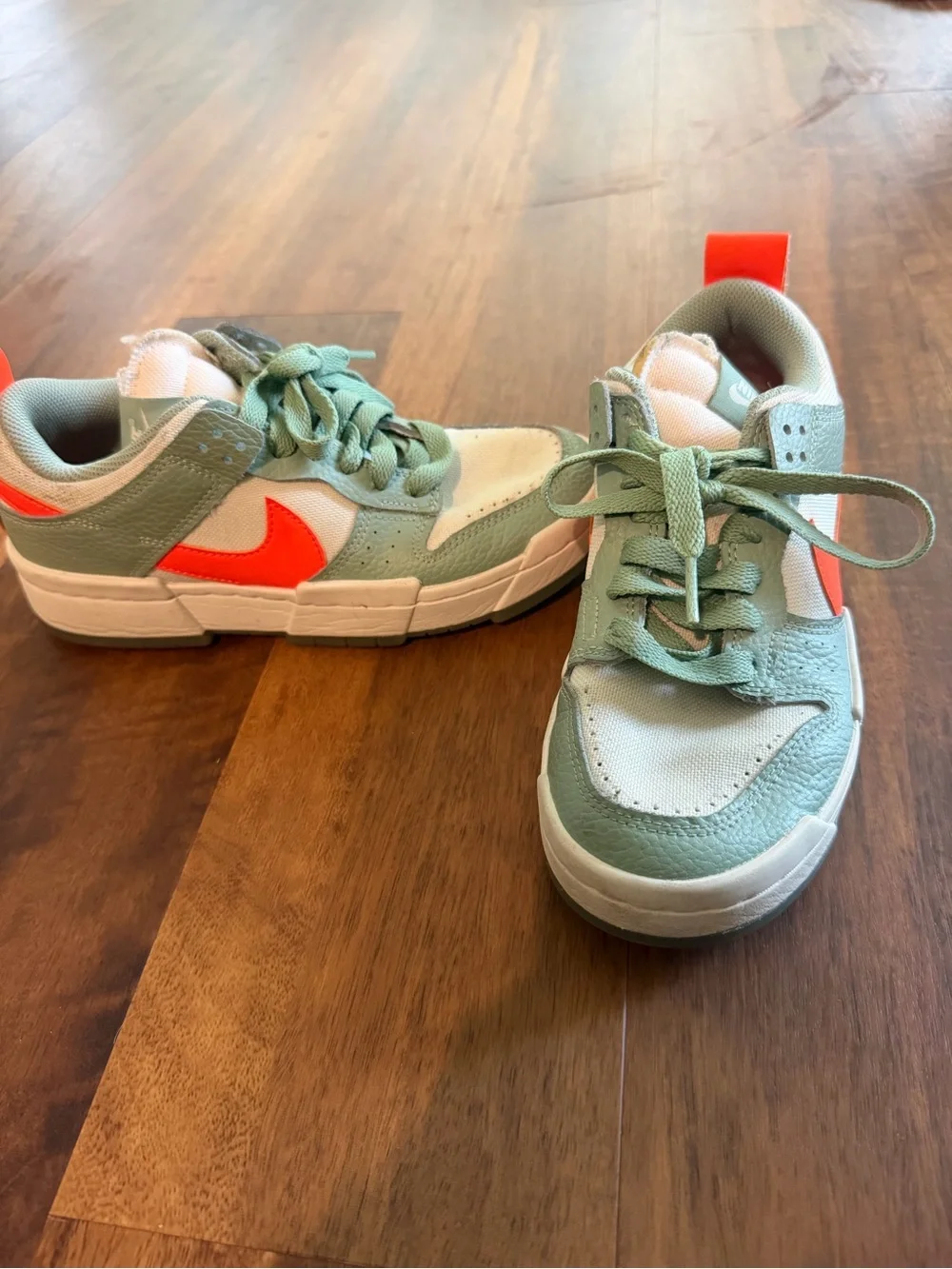 Nike Women’s Athletic Shorts — Mint Green with Bright Orange Accent